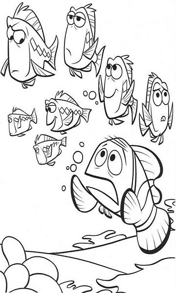 kolorowanka ryby z bajki Gdzie jest Nemo malowanka do wydruku z bajki dla dzieci, do pokolorowania kredkami i wydrukowania, obrazek nr 15